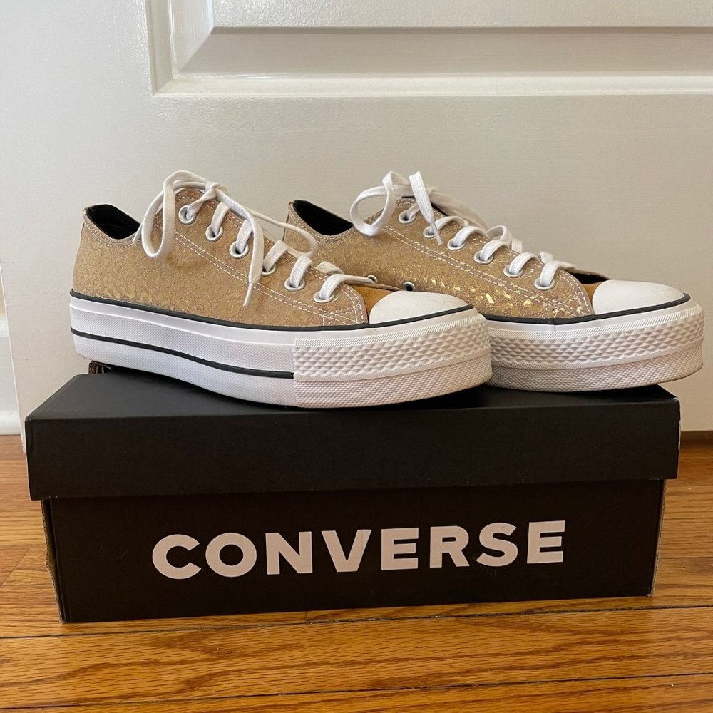Converse Chuck Taylor All Star Ox Lift glitter leopard platform sneakers